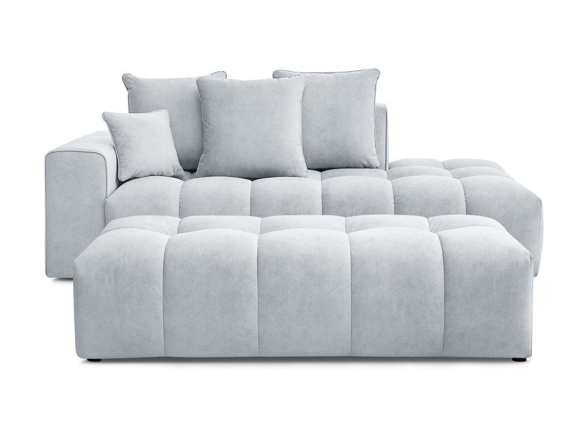 Bobochic Mont-blanc Sofa 5-Sitzer mit Pouf Samt Hellgrau Armlehne links
