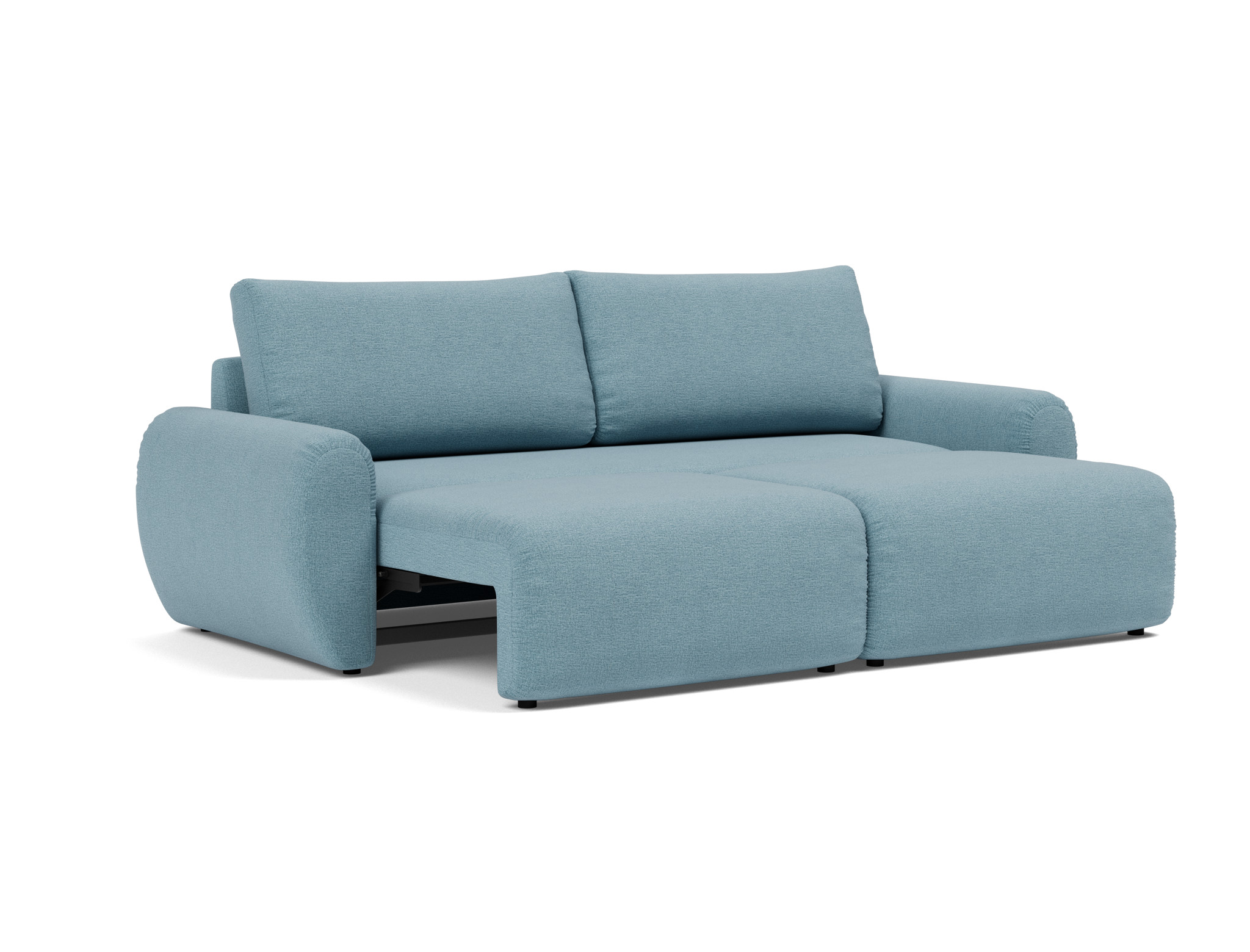 Schlafsofa Norum mit Curve-Armlehnen Flachgewebe Mixed Dance 525-Light-Blue
