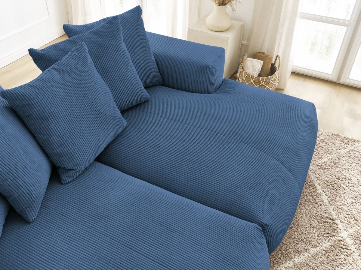 Bobochic Voltaire Sofa 4-Sitzer 248 × 170 cm Cordsamt Dunkelblau