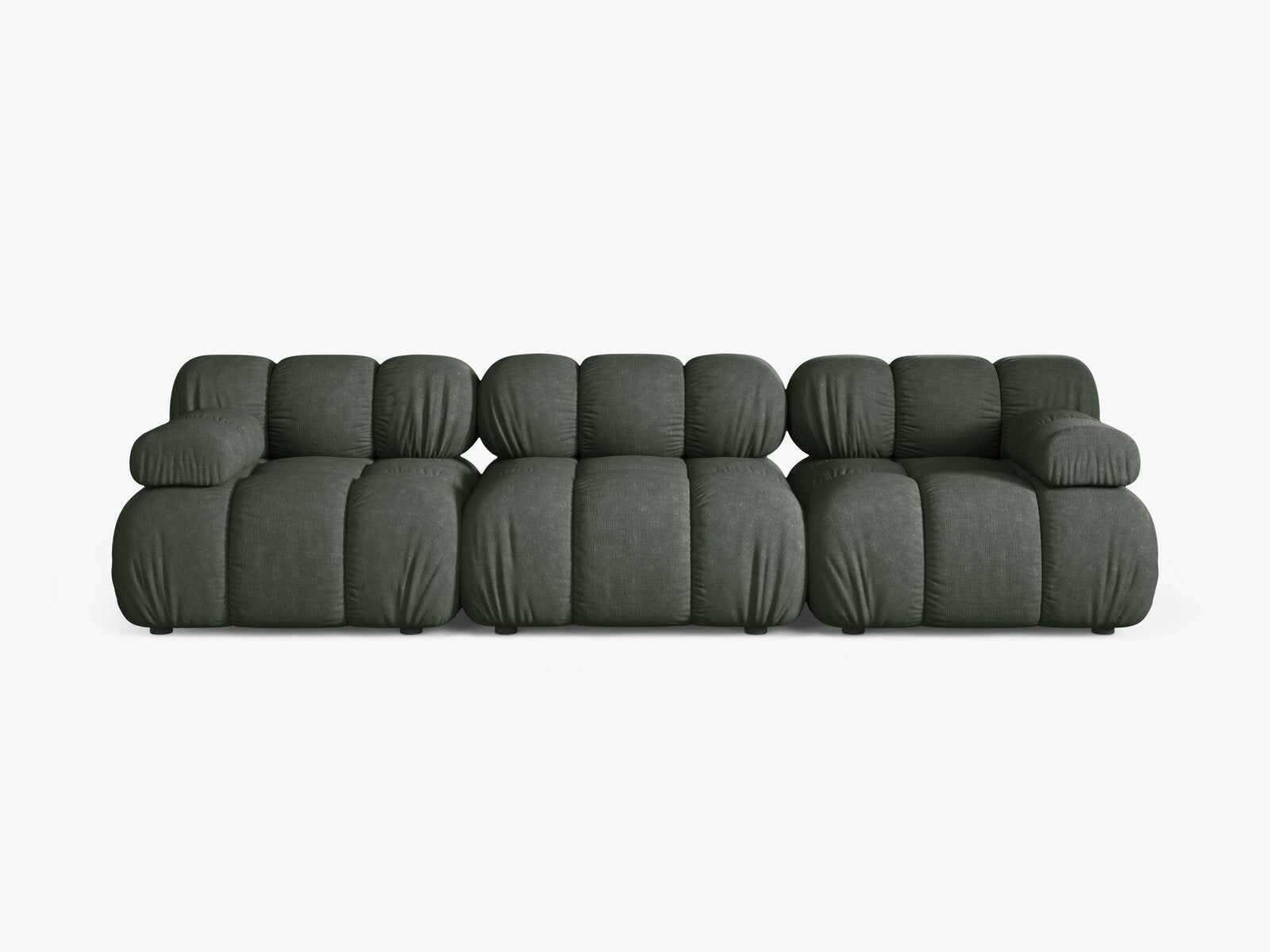 Micadoni Modulares Sofa Bellis 3-Sitzer Strukturierter Stoff Liberty Moßgrün