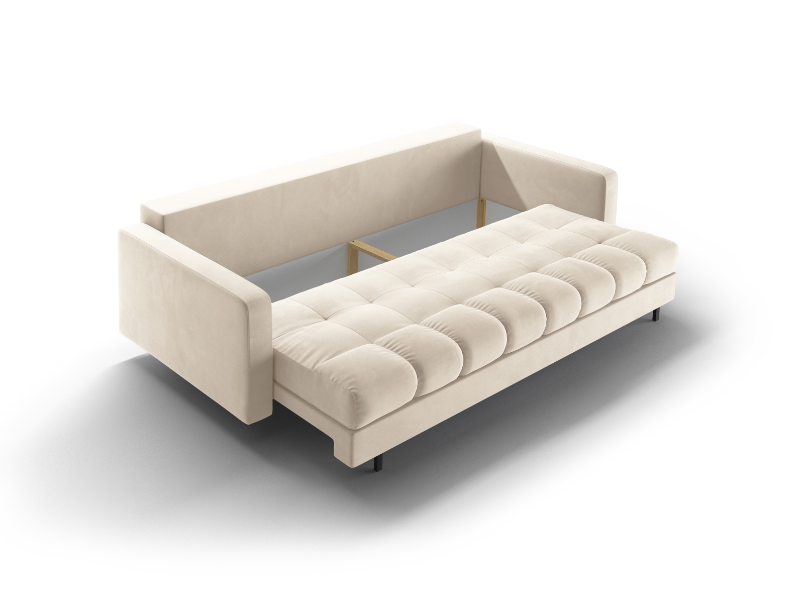Cosmopolitan Design Schlafsofa Bali 3-Sitzer mit Bettkasten Samt Bluvel Helles Beige