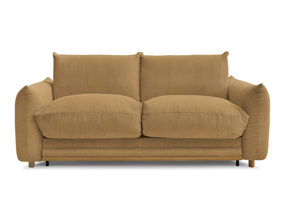 Bobochic Ernest Schlafsofa 3-Sitzer, Liegefläche 140 / 160 × 190 cm Cordsamt Gelb, Liegefläche 160 × 190 cm