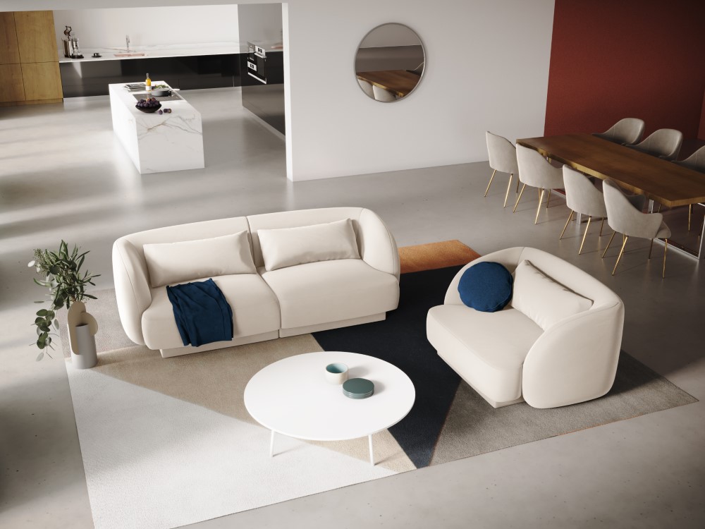 Cosmopolitan Design Sessel Tulum Samt Bluvel Helles Beige