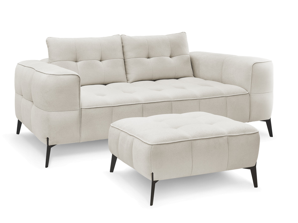 Bobochic Anis Sofa 2-Sitzer mit Pouf Strukturstoff Beige