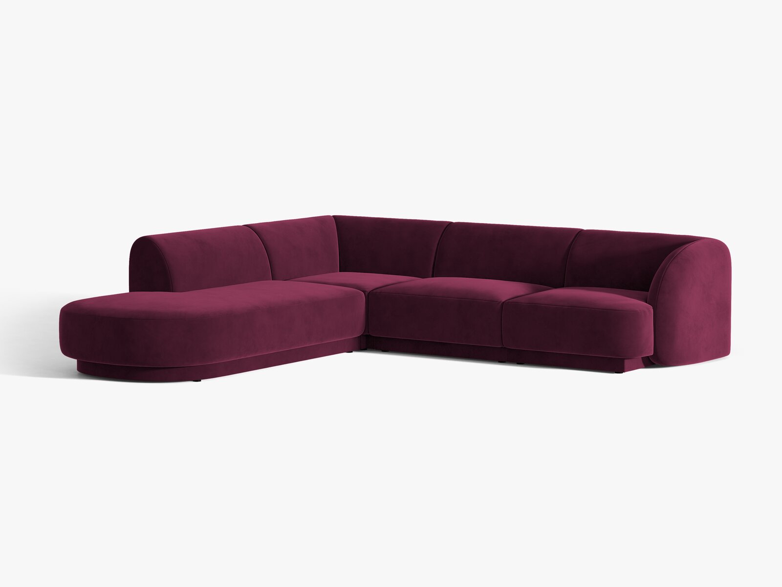 Micadoni Ecksofa Miley 6-Sitzer Links Samt Venus Burgunder