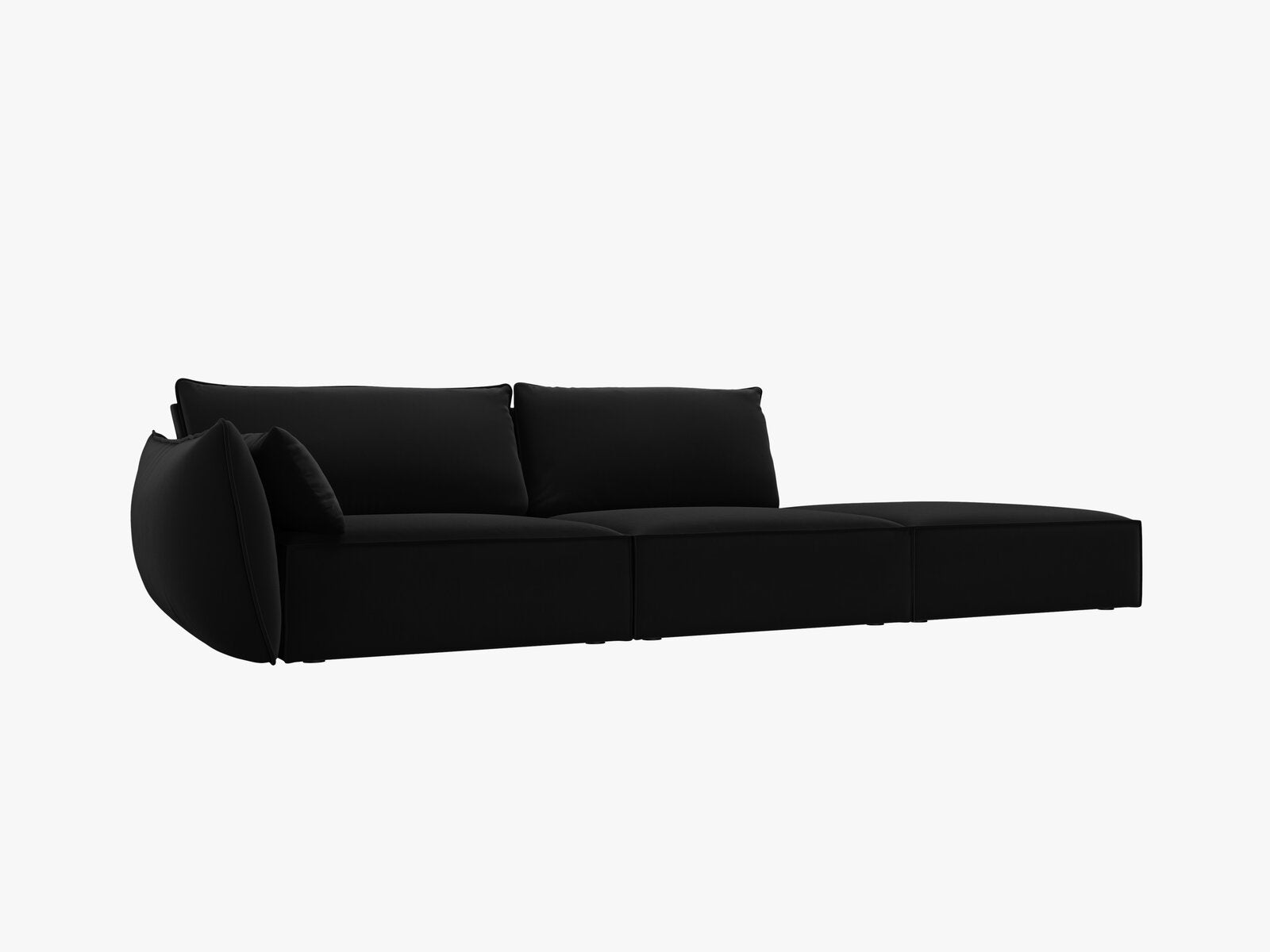 Micadoni Sofa Kaelle 4-Sitzer Rechts Samt Bluvel Schwarz