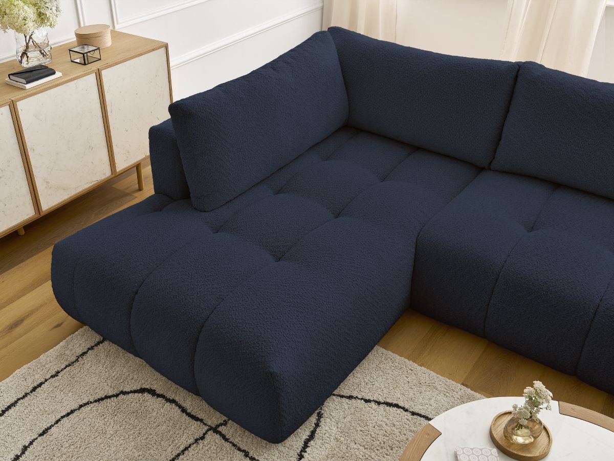 Bobochic Fuji Wohnlandschaft Bouclé-Stoff Dunkelblau Ecke rechts