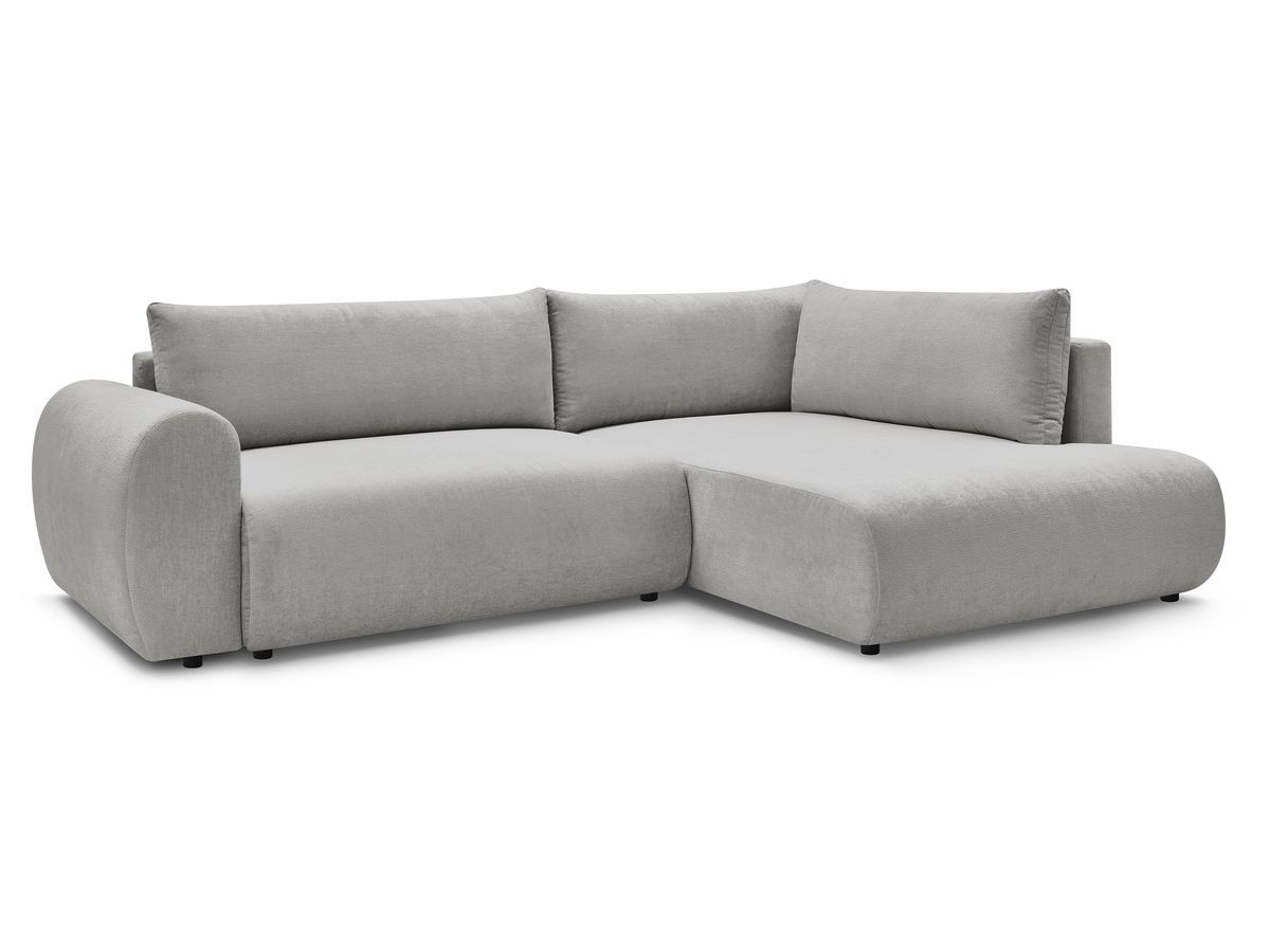 Bobochic Lucien Ecksofa mit Schlaffunktion und Bettkasten 296 × 198 cm Stoff Hellgrau Ecke rechts