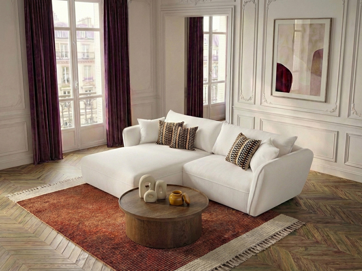 Bobochic Luigi Ecksofa Strukturstoff Weiß Ecke links