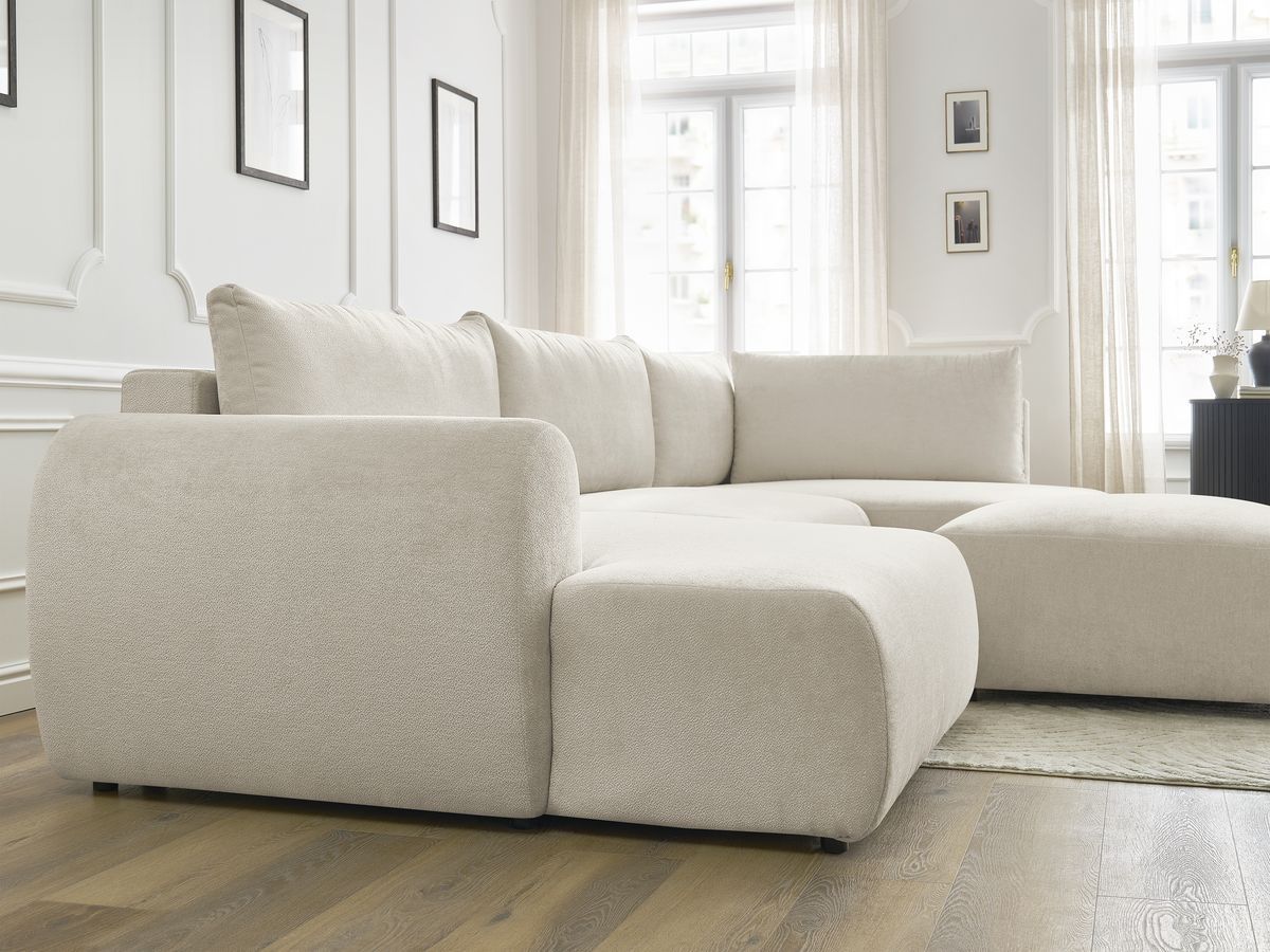 Bobochic Lucien Wohnlandschaft mit Pouf Stoff Beige Ecke links