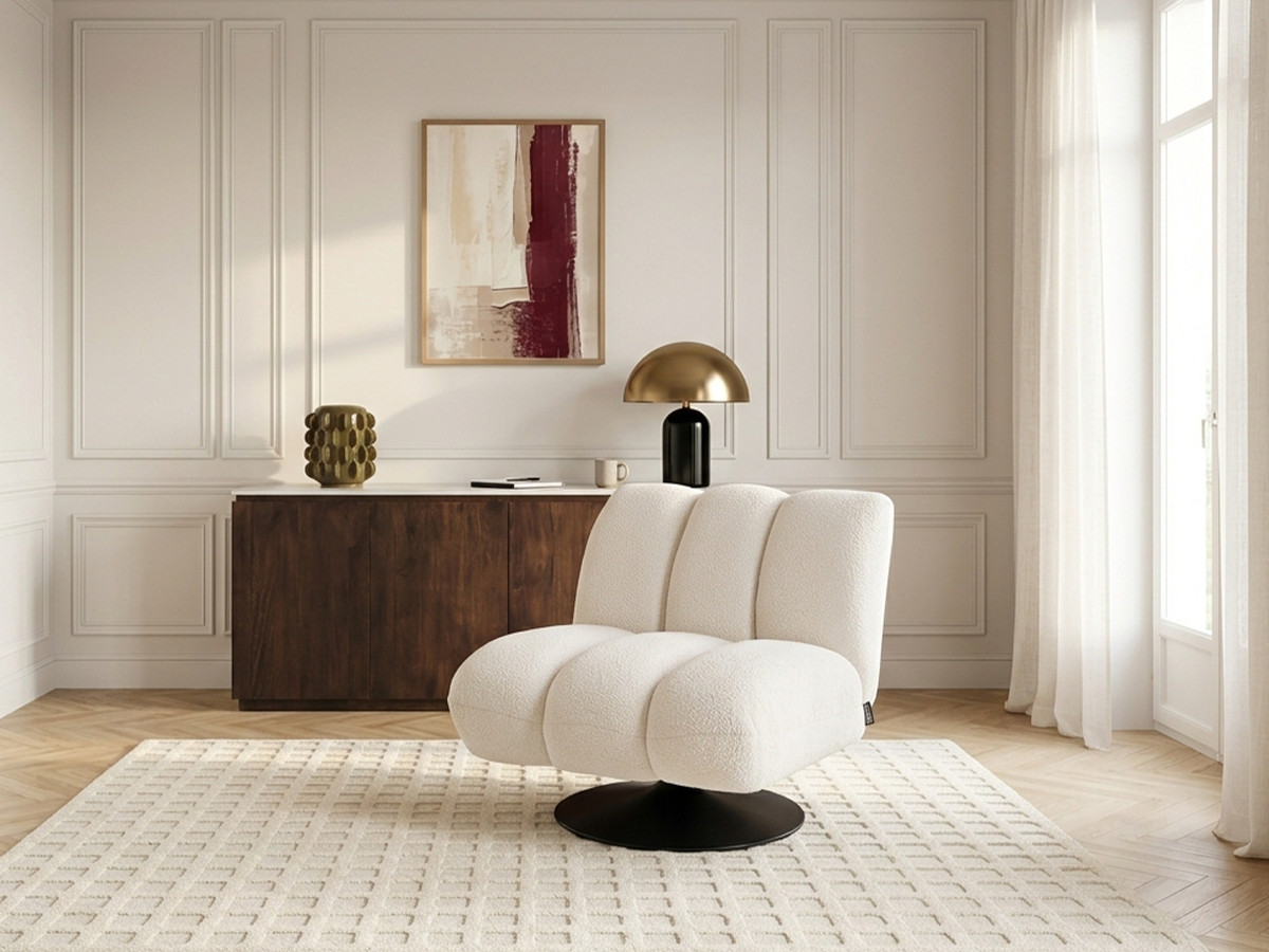 Bobochic Janissaire Sessel 79 × 89 cm Bouclé-Stoff Weiß