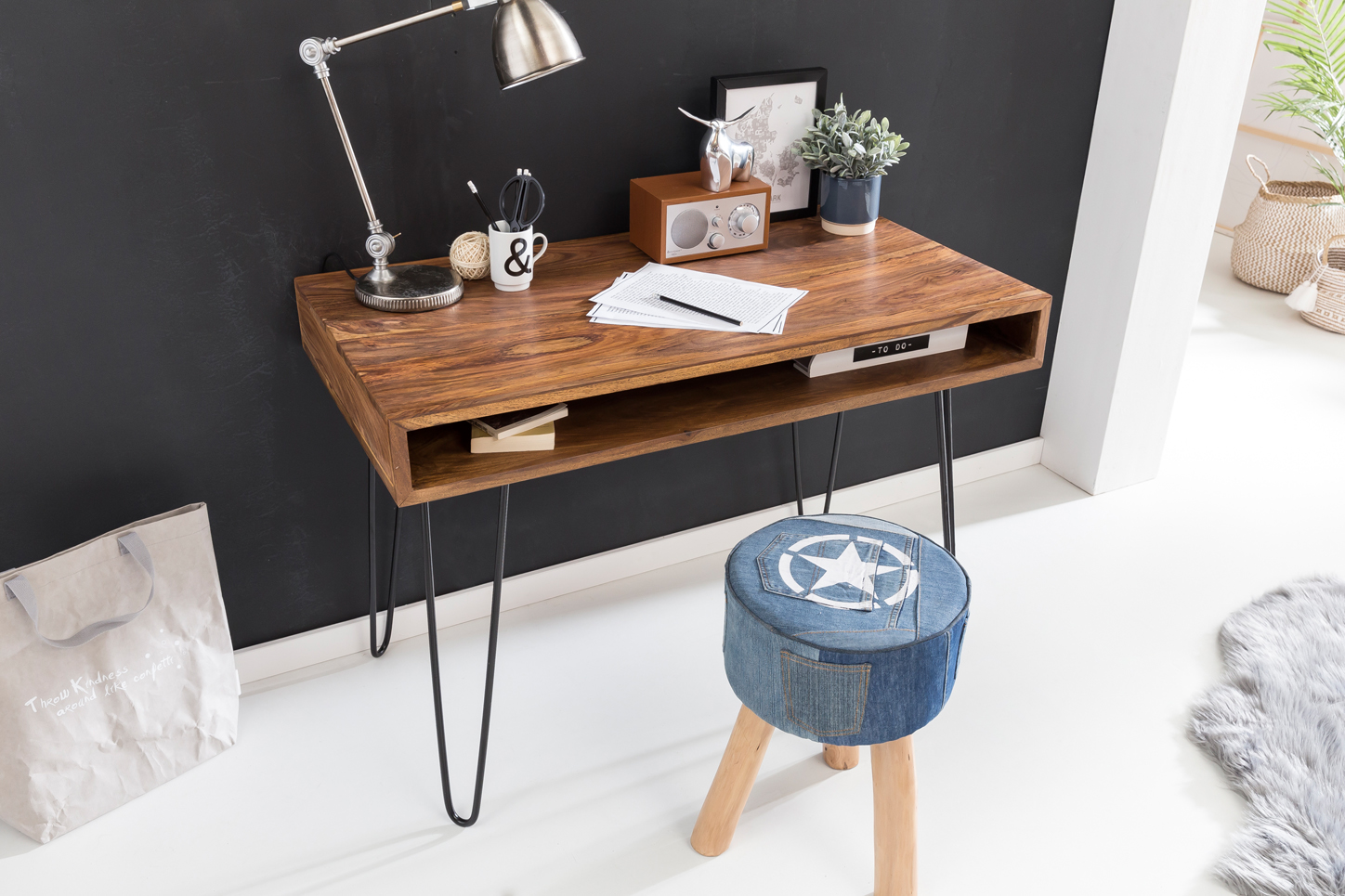 Schreibtisch Agdenes Sheesham Massivholz 110 × 60 × 76 cm