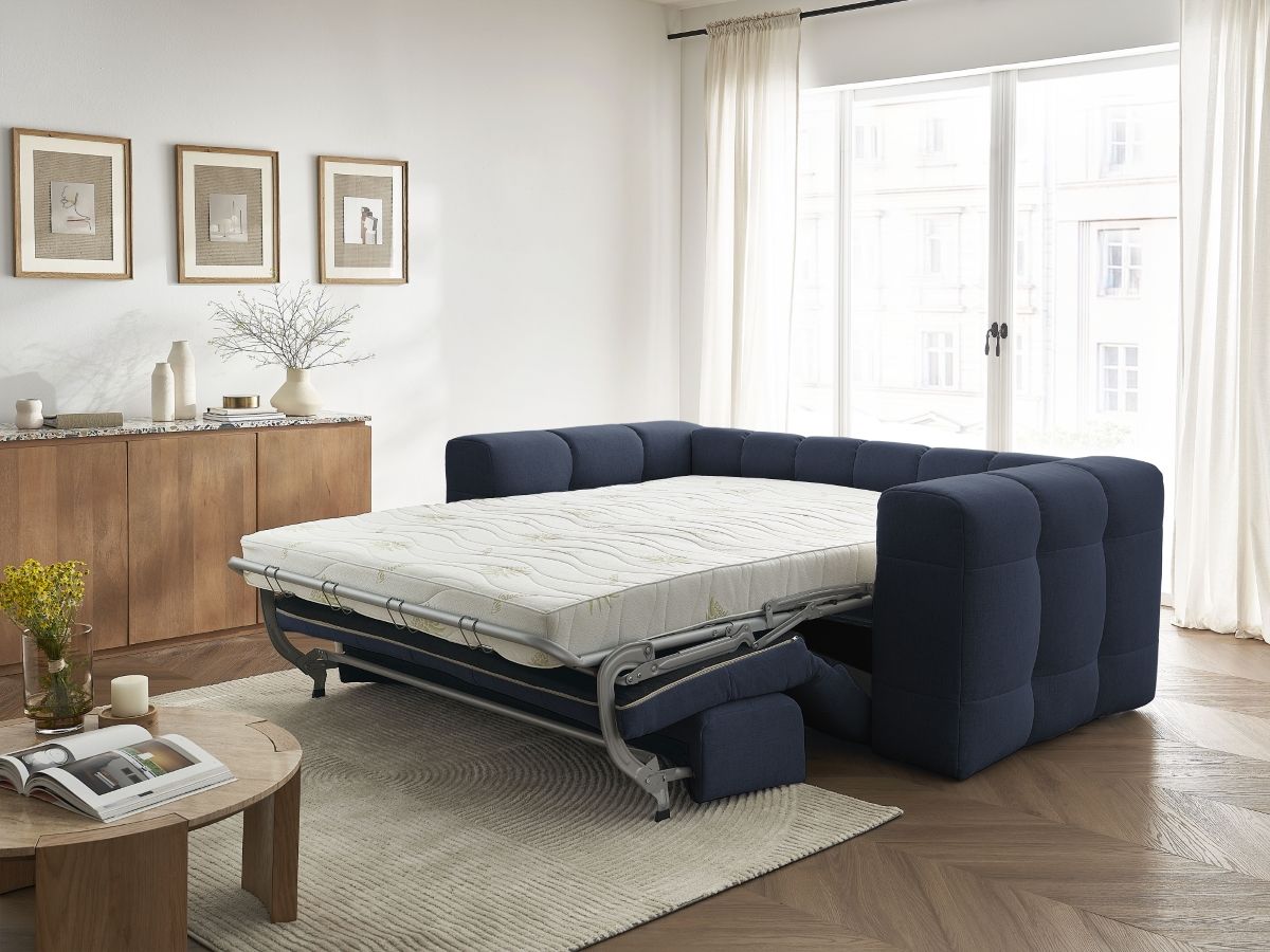 Bobochic Cloud Schlafsofa 3-Sitzer Stoff Dunkelblau