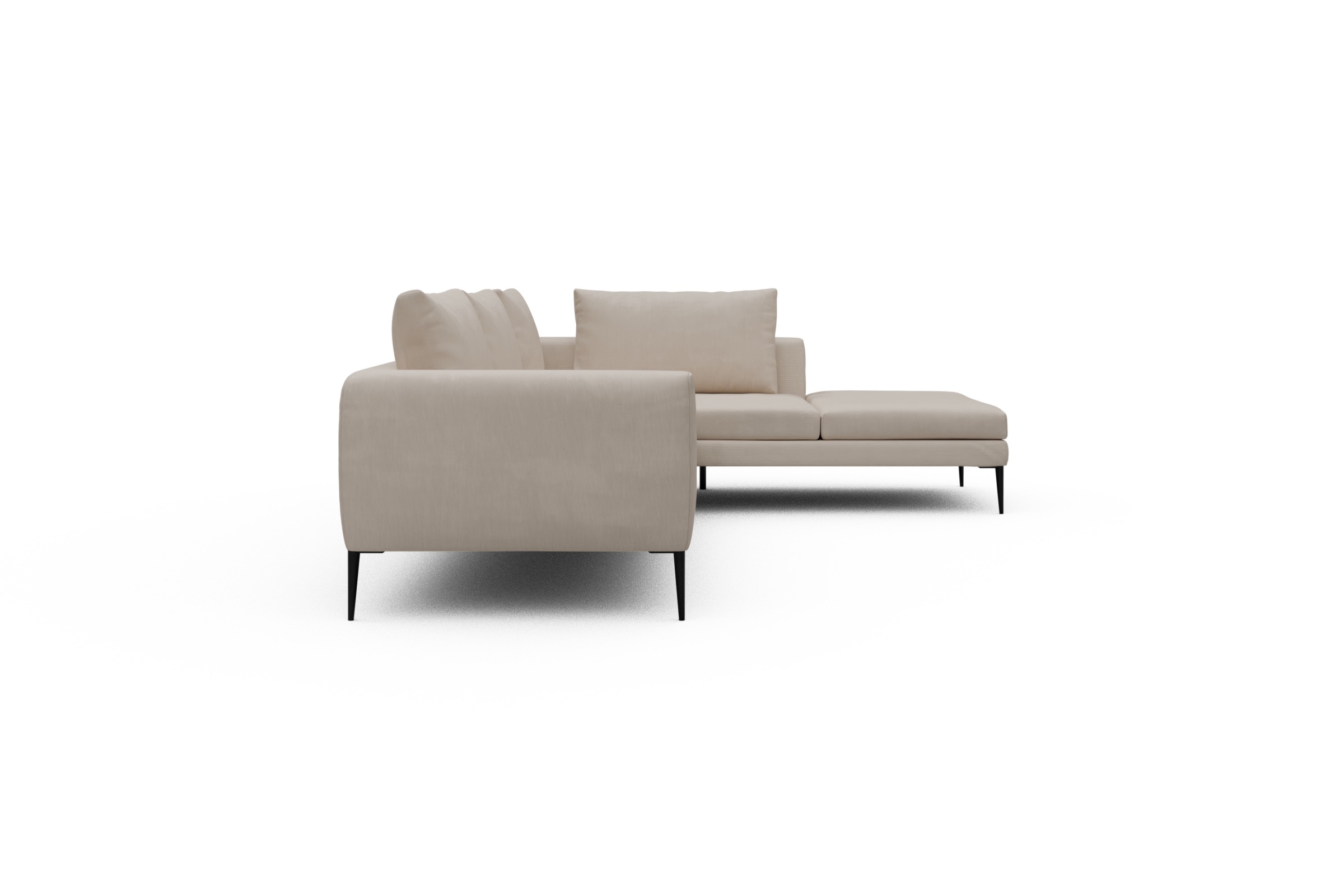 Ecksofa Paul Relax-Ecke links mit 3-Sitzer Cordufine-Off-White