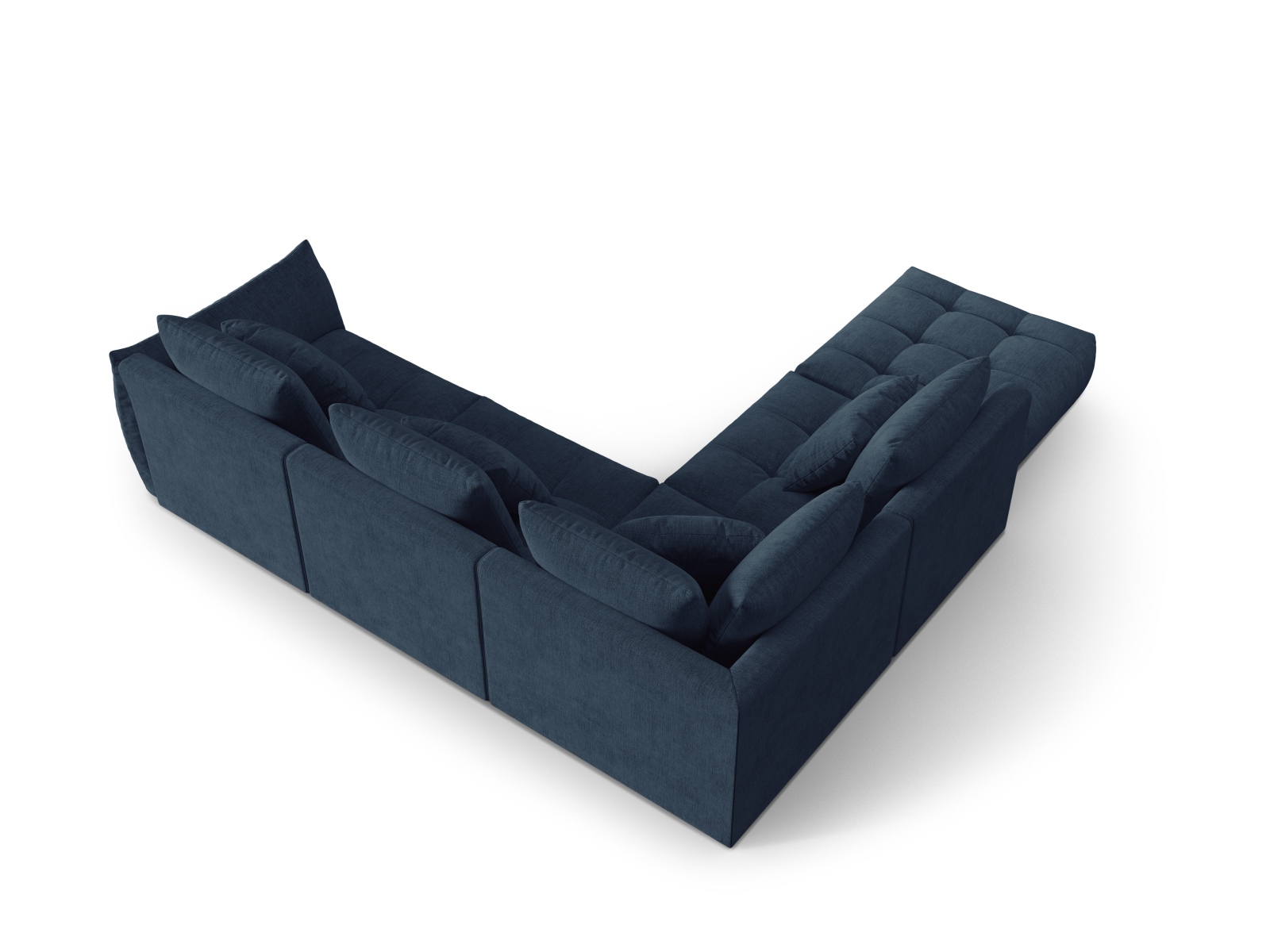 Micadoni Ecksofa Bloom 5-Sitzer Links Strukturierter Stoff Dunkelblau