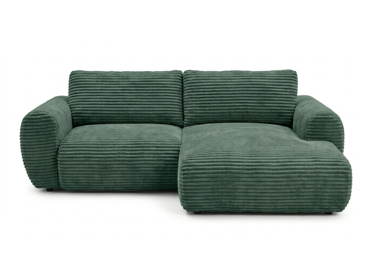 Bobochic Lucien Ecksofa mit Schlaffunktion und Bettkasten Breitcord weich Grün Ecke rechts