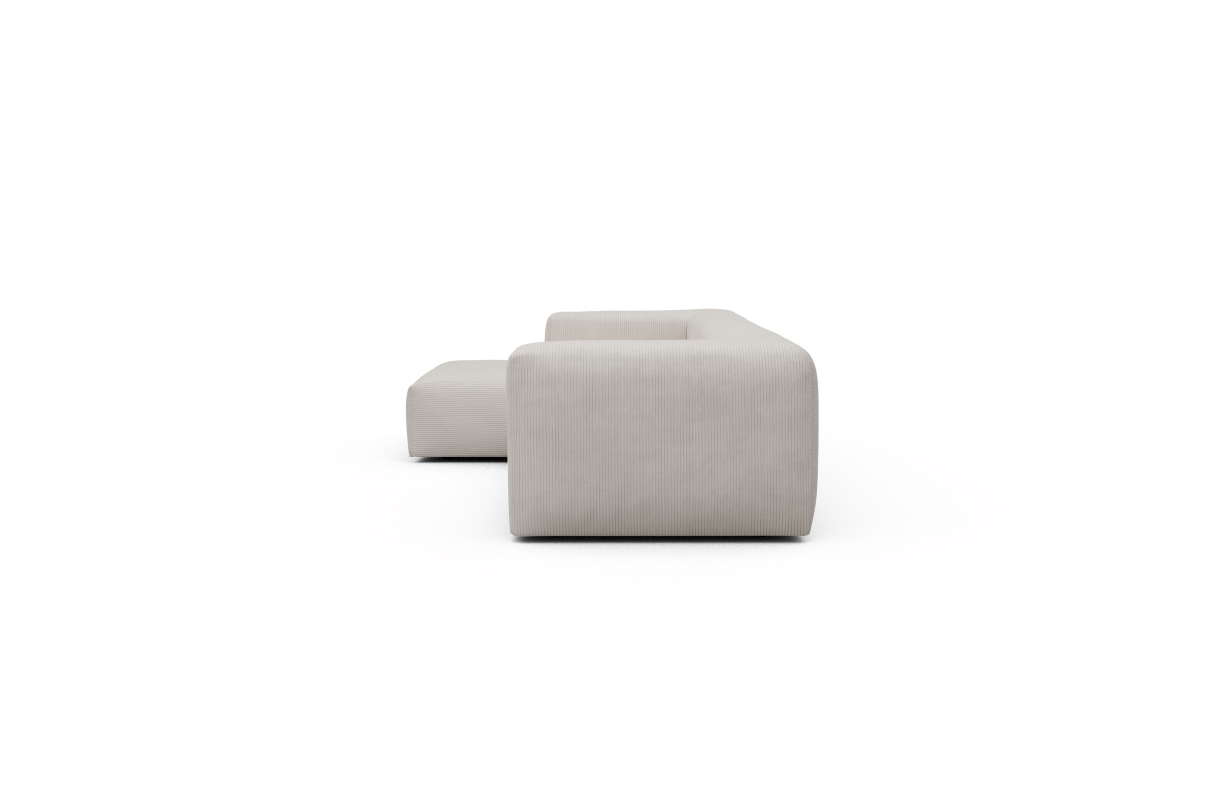 Ecksofa Fred Chaiselongue links mit 2,5-Sitzer Kord Corduroy 594-Ivory