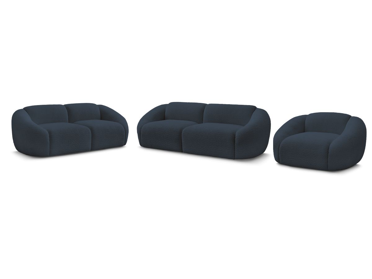 Bobochic Tina Sofa 6-Sitzer Bouclé-Stoff Dunkelblau