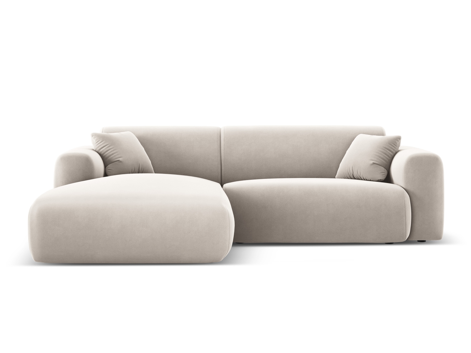 Cosmopolitan Design Ecksofa Nolio 4-Sitzer kleine Version Samt Casino Helles Beige Links