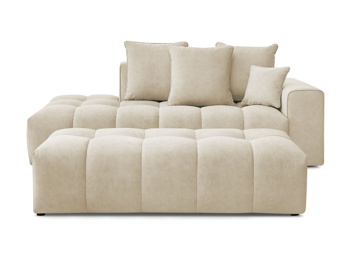 Bobochic Mont-blanc Sofa 5-Sitzer mit Pouf Samt Beige Armlehne rechts