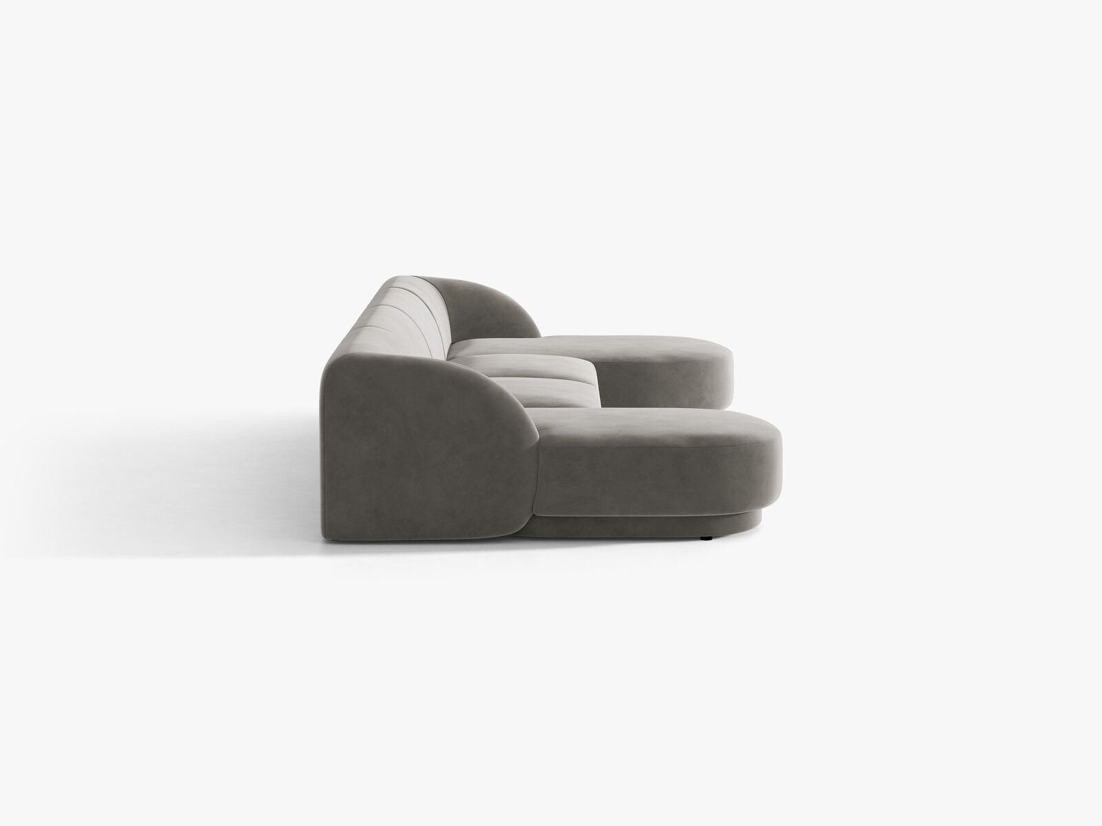 Micadoni Panorama-Sofa Miley 5-Sitzer Samt Bluvel Hellgrau