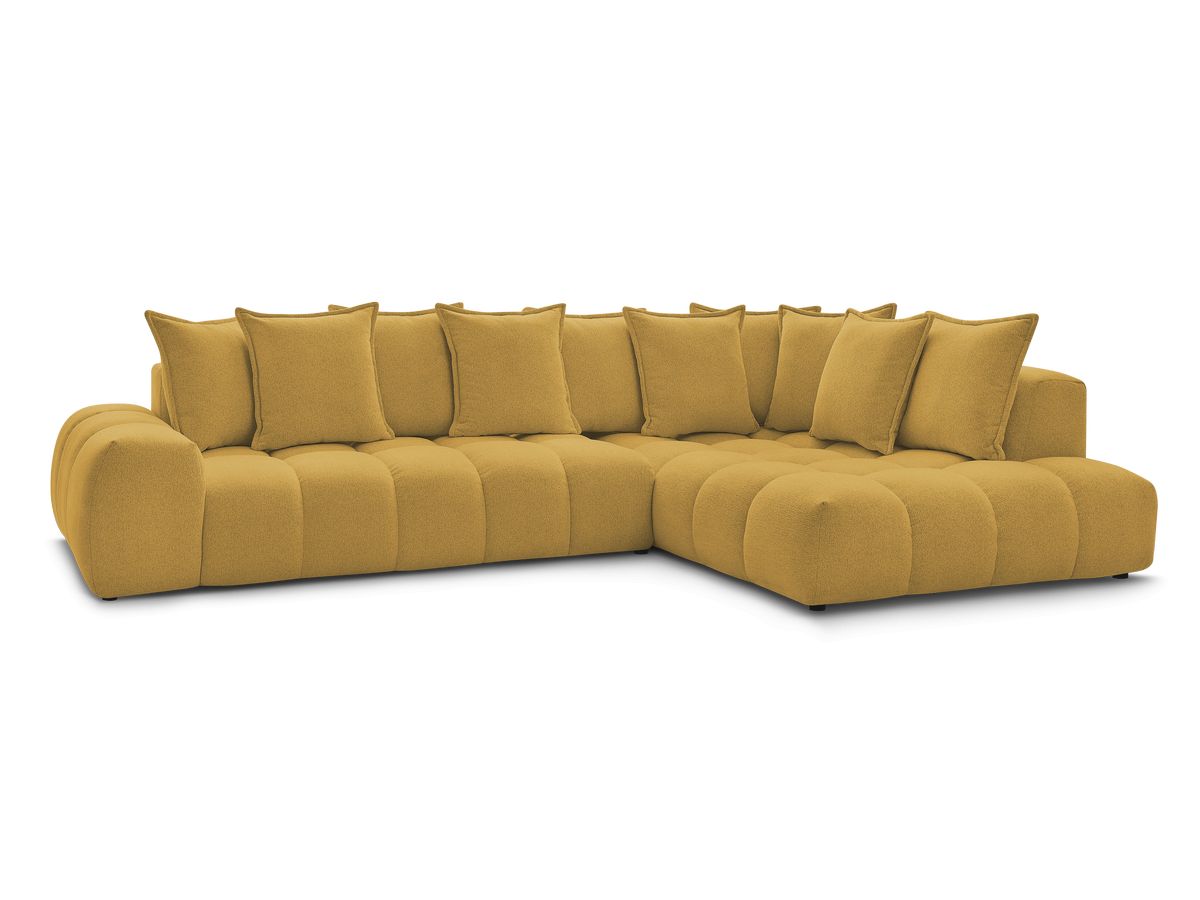 Bobochic Everest Ecksofa, 10 Kissen Melange-Stoff Gelb Ecke rechts