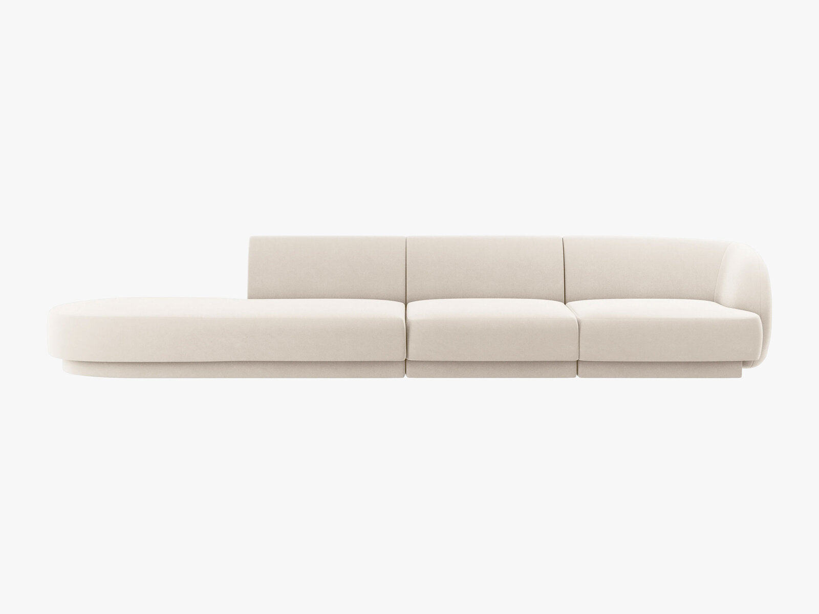 Micadoni Sofa Miley 4-Sitzer Links Samt Bluvel Helles Beige