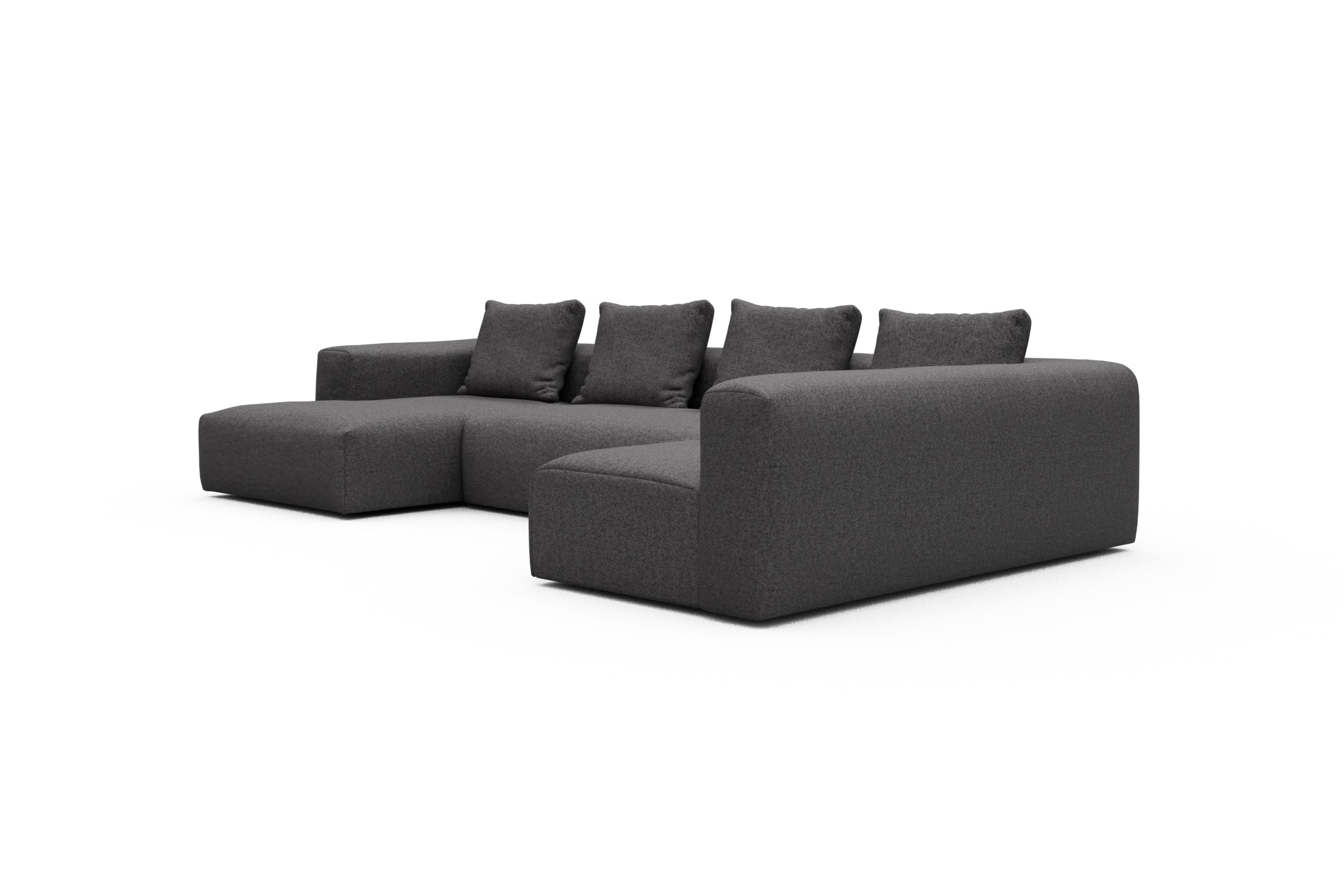 Wohnlandschaft Fred Chaiselongue links mit 2-Sitzer und lange Armlehne rechts Sama-Antracite