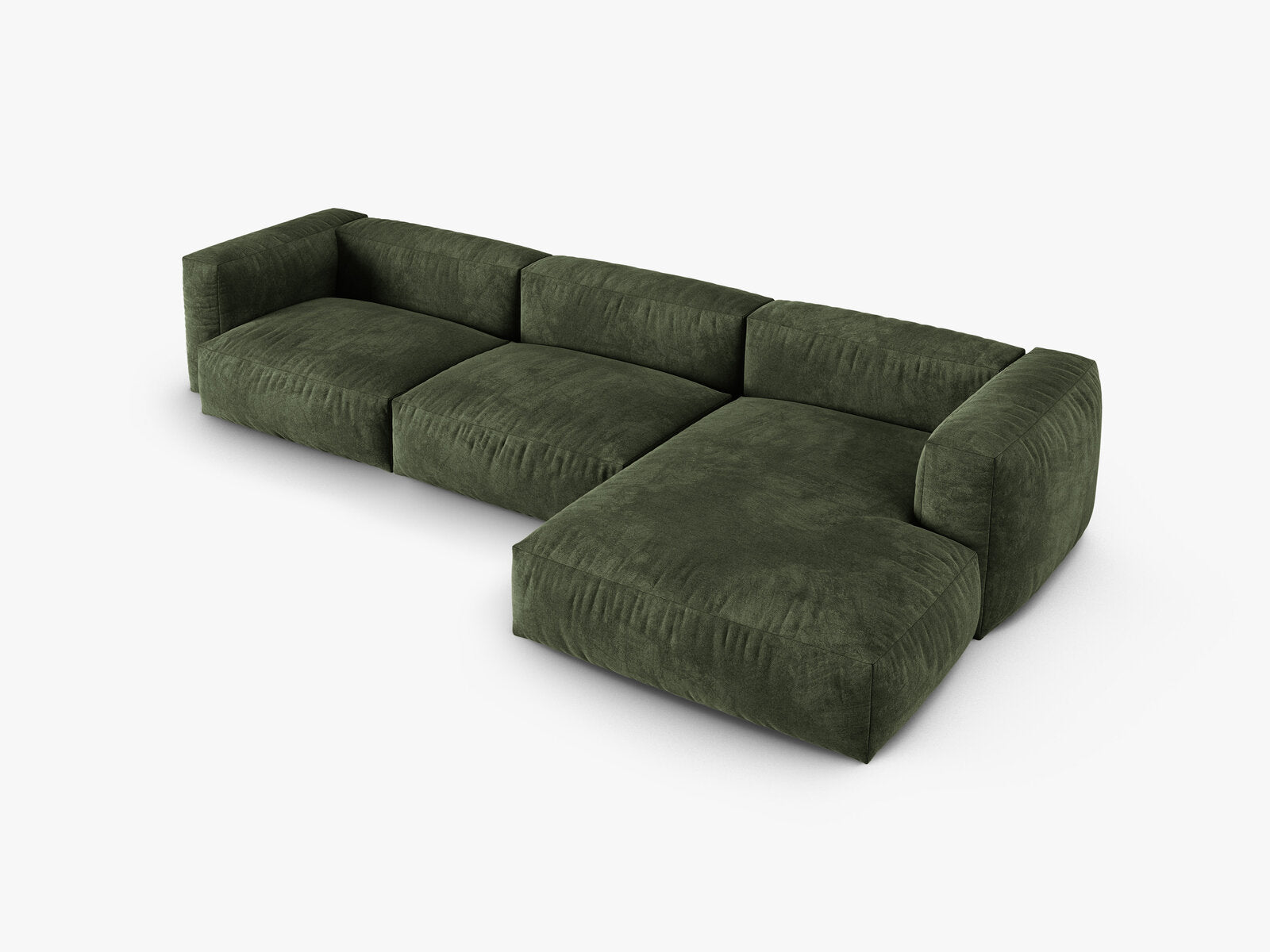 Micadoni Ecksofa Martina 3-Sitzer 90cm Sitztiefe Rechts Samt Vogue Grün
