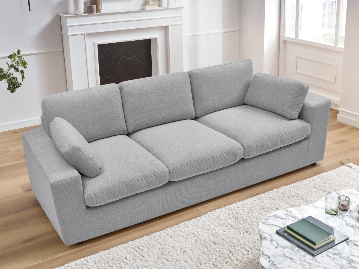 Bobochic Belair Sofa 3-Sitzer 220 × 93 cm Stoff Hellgrau