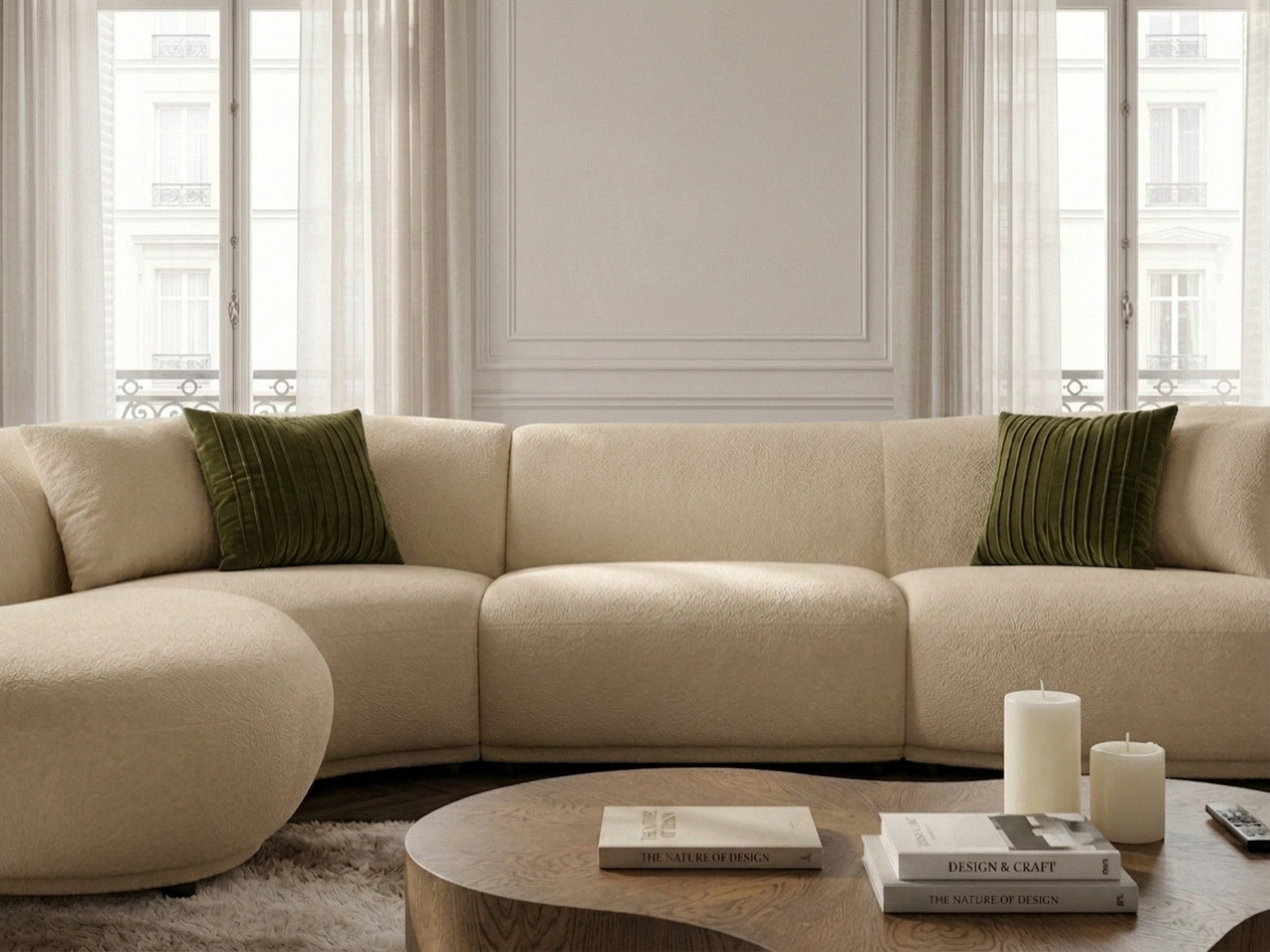 Bobochic Nora Ecksofa Chenille Beige Ecke links