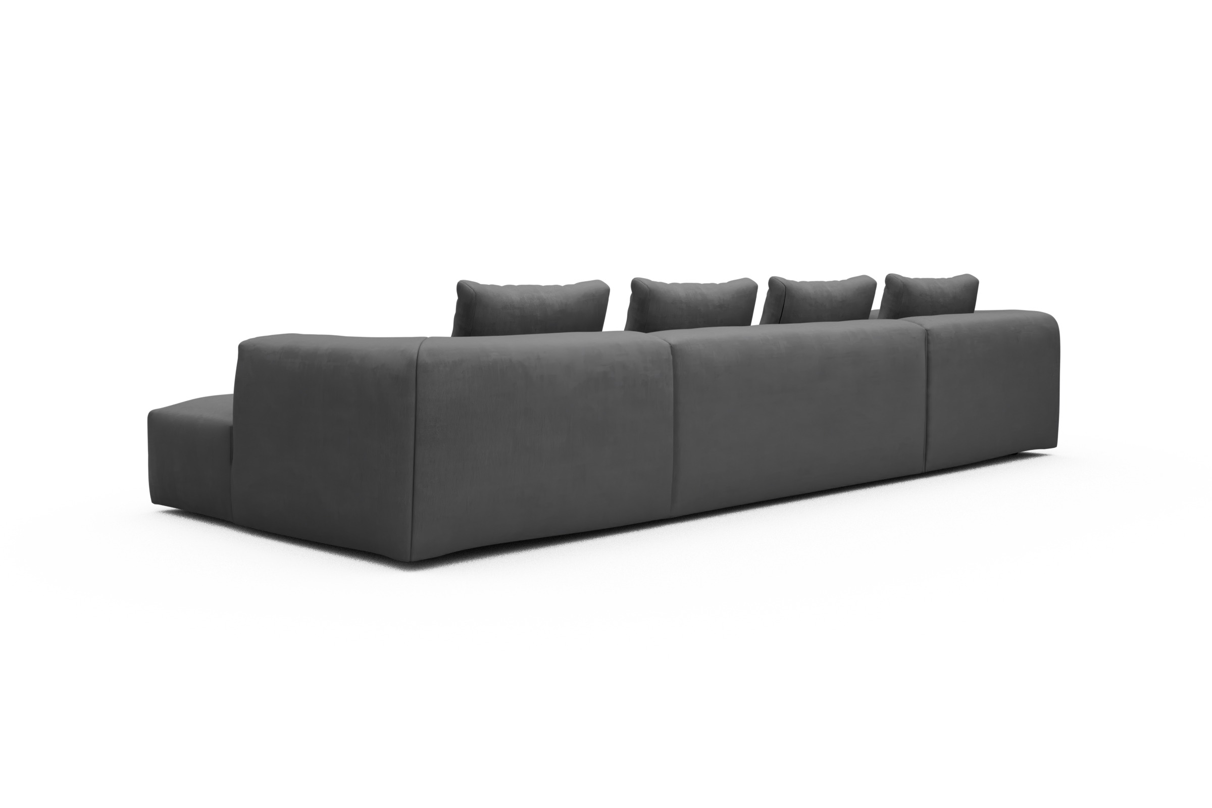 Wohnlandschaft Fred mit 2-Sitzer und Chaiselongue beidseitig Cordufine-Grey