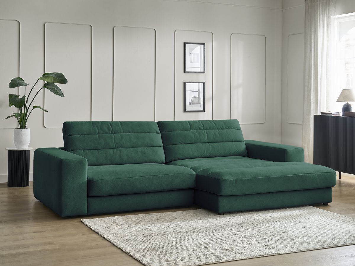 Bobochic Sierra Ecksofa Samt Dunkelgrün Ecke rechts