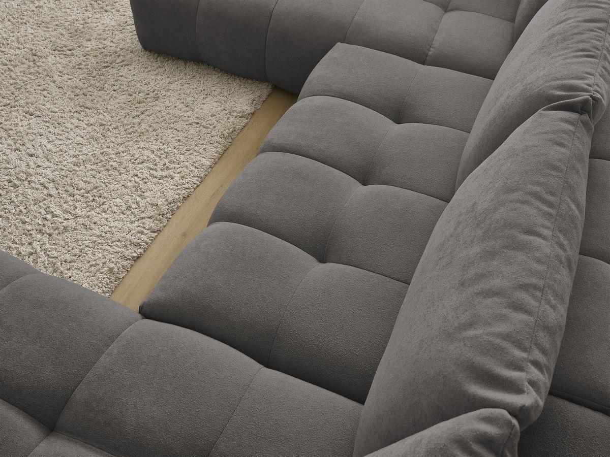 Bobochic Everest Wohnlandschaft, 6 Kissen Strukturstoff Dunkelgrau Ecke rechts