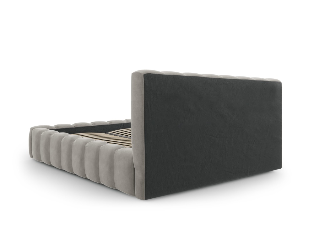 Cosmopolitan Design Stauraumbett mit Kopfteil Palma 160x200 Samt Bluvel Hellgrau