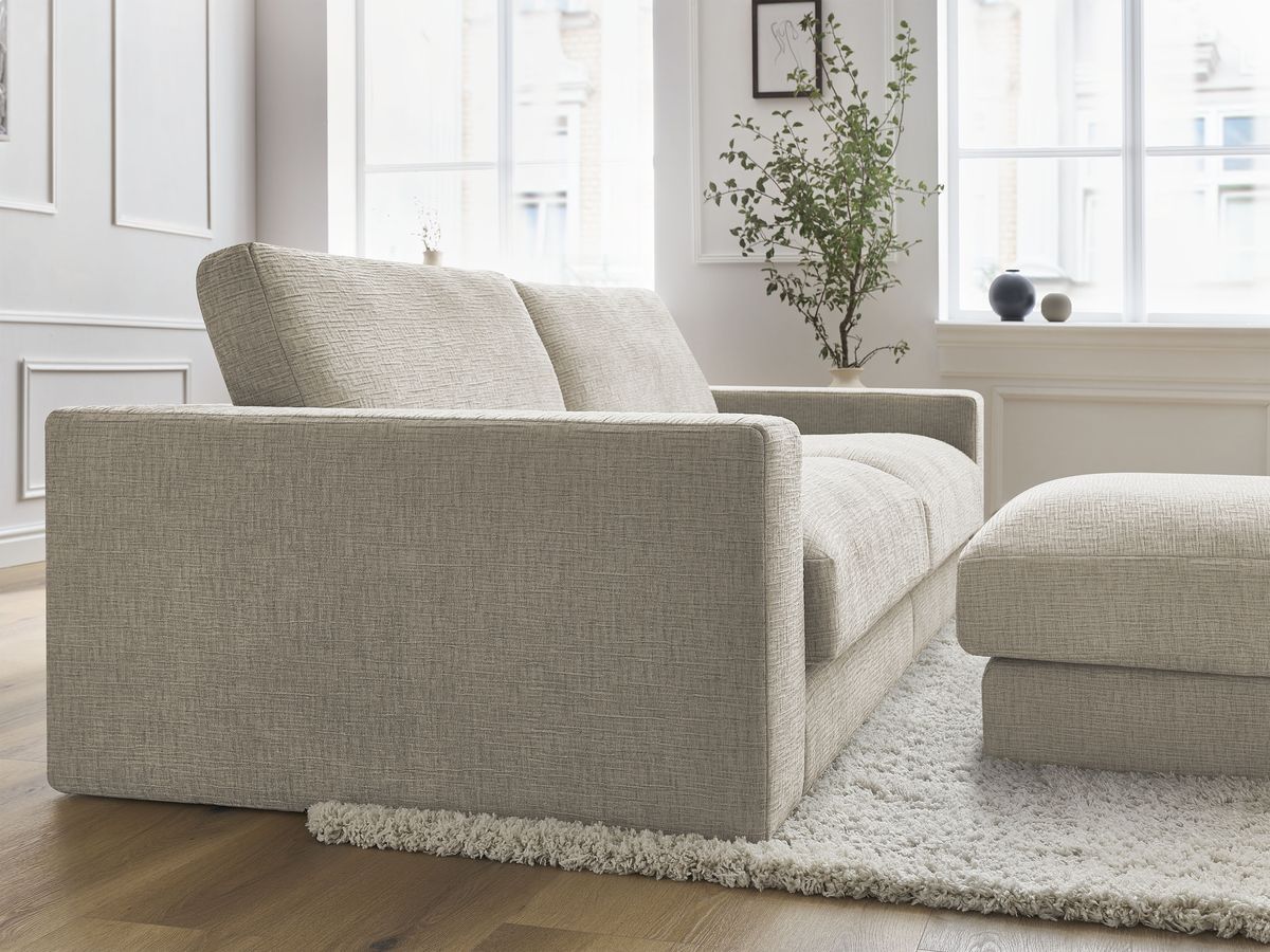 Bobochic Leonard Sofa 4-Sitzer mit Pouf 234 × 109 cm Strukturstoff Beige