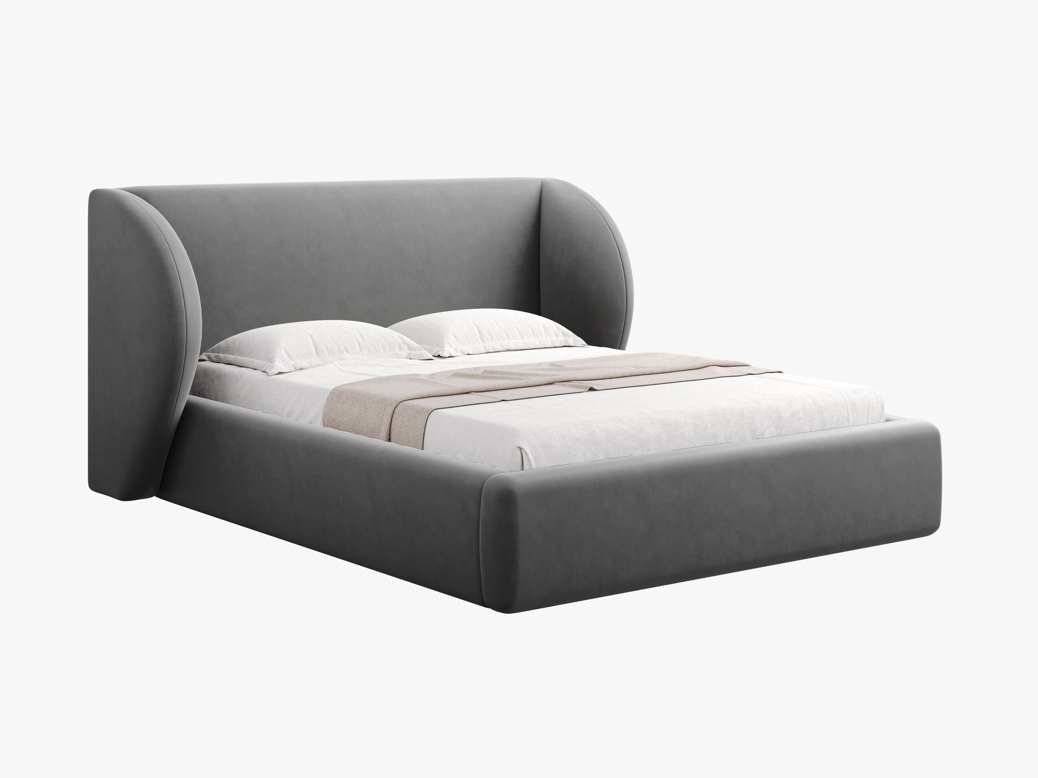 Micadoni Polsterbett Miley Samt Bluvel Grau 200x200 moebelfaktor