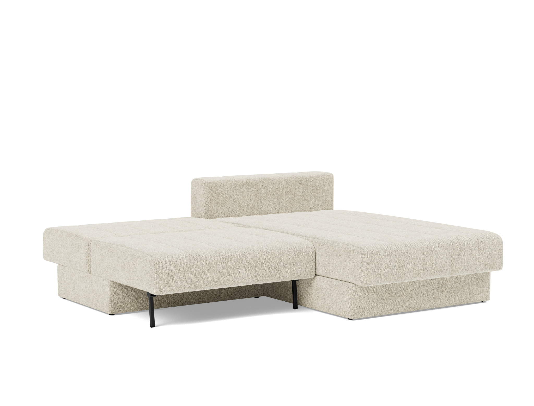 Schlafsofa Akello mit Chaiselongue Strukturierter Stoff Taura 357-Off-White