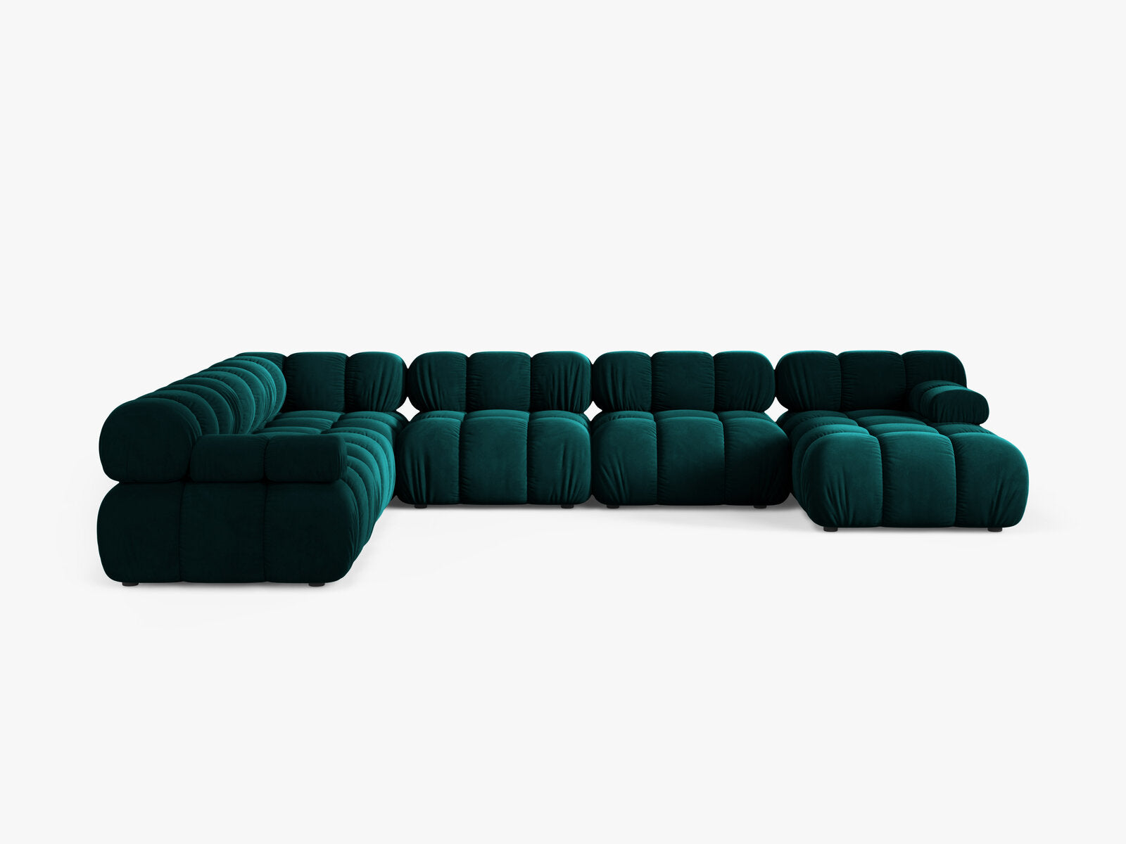 Micadoni Modulares Panorama Ecksofa Bellis 8-Sitzer Samt Venus Dunkel Petrol Links