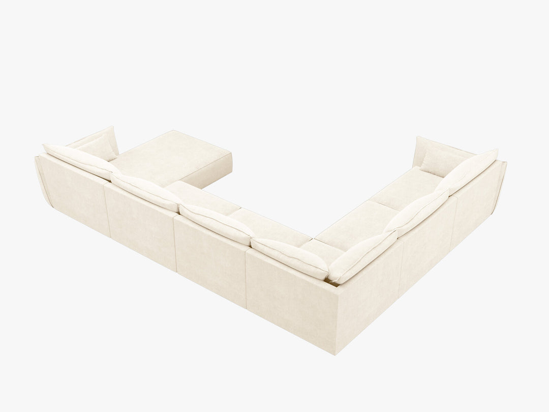 Micadoni Panorama-Ecksofa Kaelle 8-Sitzer Links Chenille Over The Horizon Helles Beige