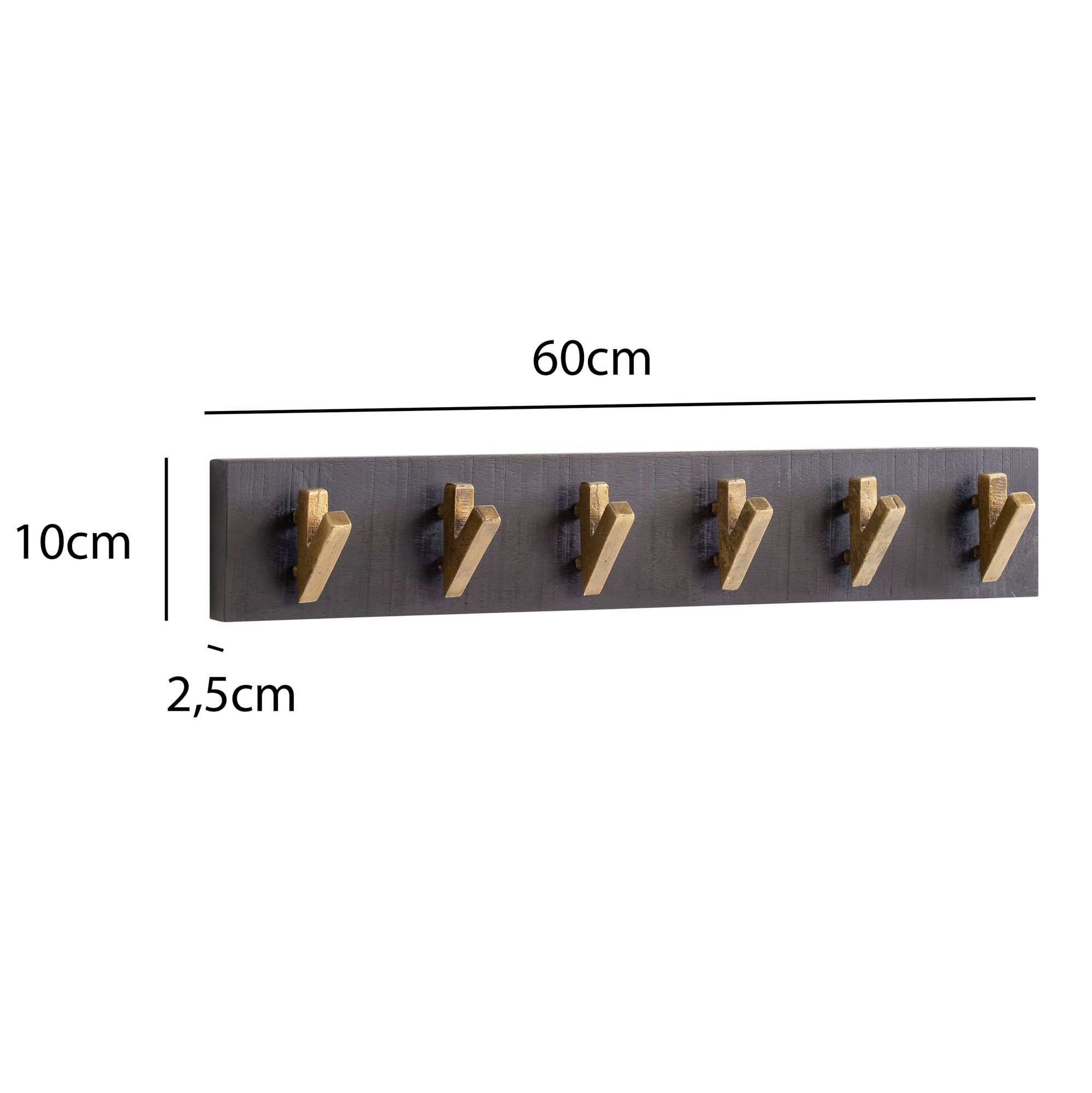 Wandgarderobe Bovagen Mango Massivholz Schwarz 60 × 8 × 10 cm