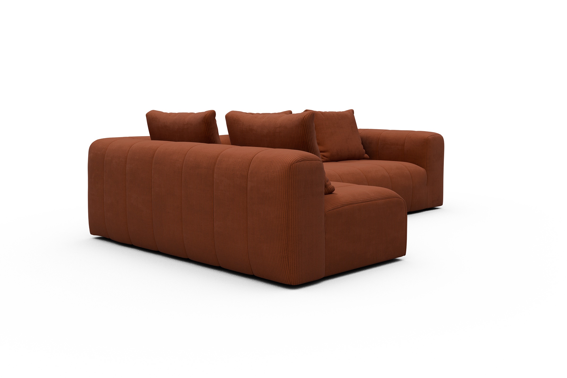 Ecksofa Hugo 2x 2,5-Sitzer Armlehne rechts Corduroy-Burnt-Orange