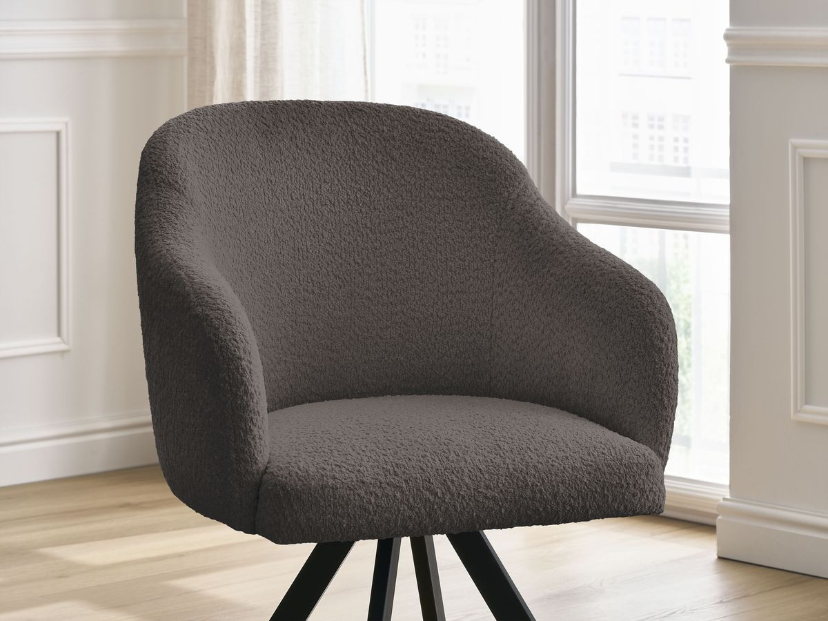 Bobochic Sophie Esszimmerstuhl mit Sternfuß Bouclé-Stoff Braun