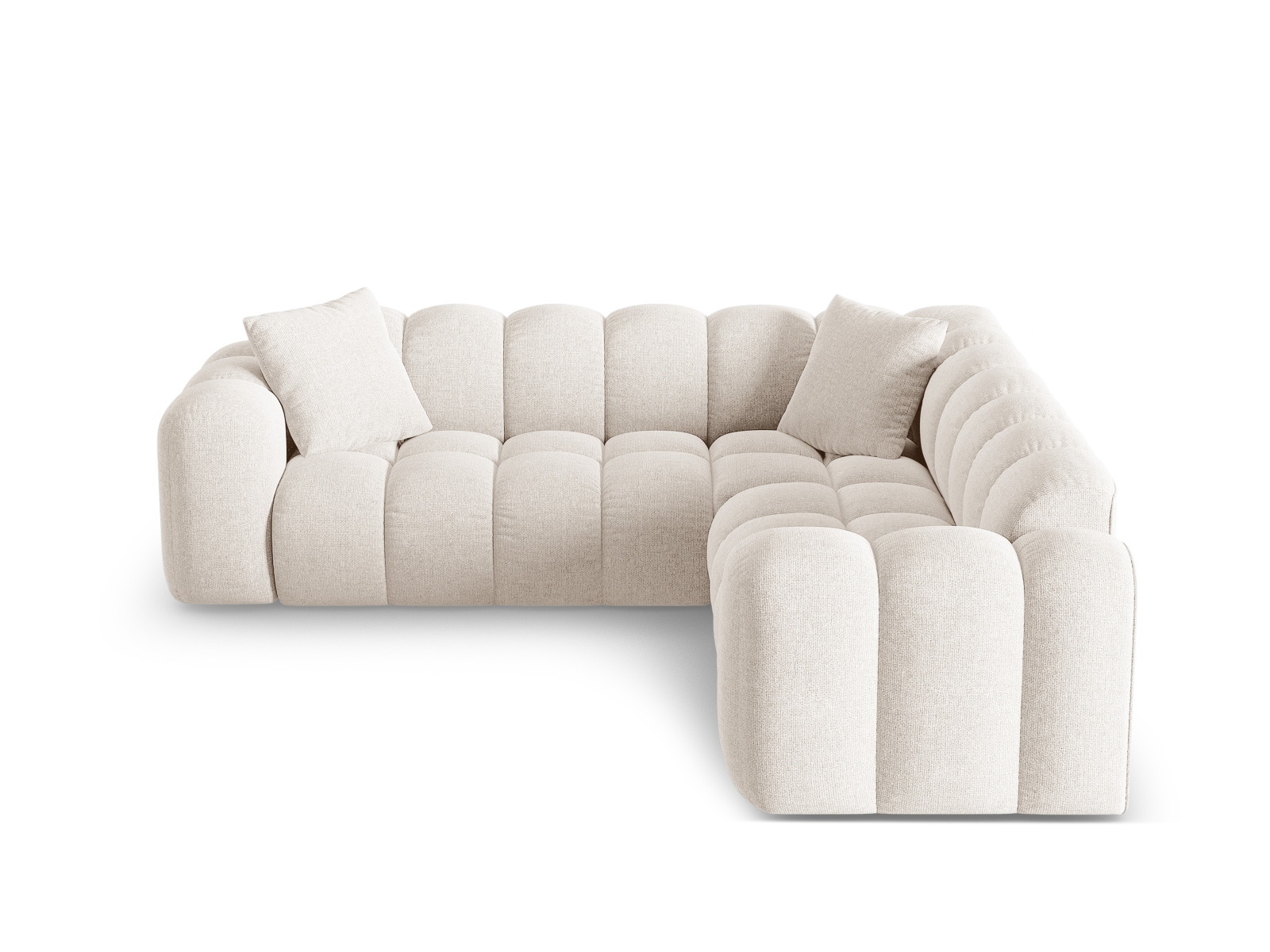 Cosmopolitan Design Symmetrisches Ecksofa Treno 3-Sitzer Chenille Eden Helles Beige