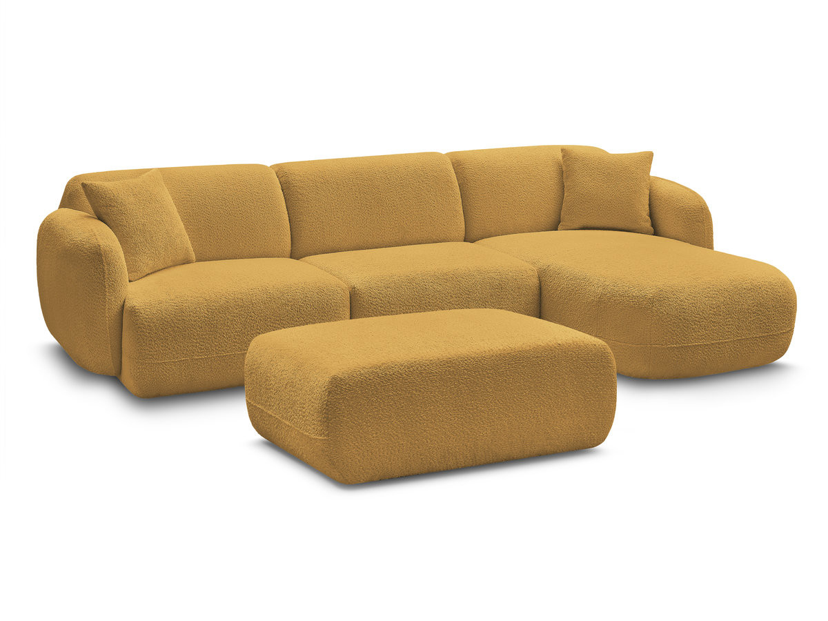 Bobochic Anda Ecksofa mit Pouf 292 × 163 cm Chenille Gelb Ecke rechts