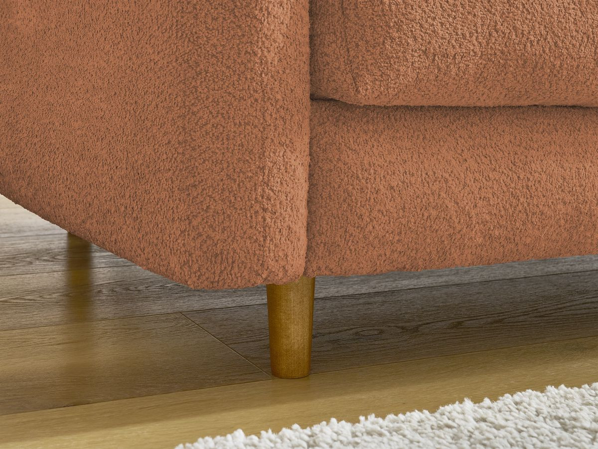 Bobochic Cocoone Schlafsofa 3-Sitzer Bouclé-Stoff Orange, Liegefläche 140 × 200 cm
