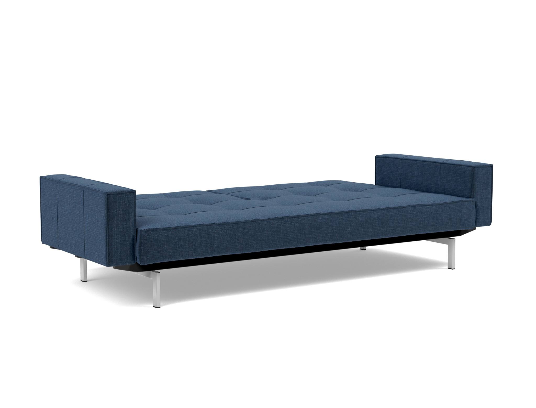 Schlafsofa Splitback mit Armlehnen Chenille Esina 414-Indigo-Blue Beine Chrom