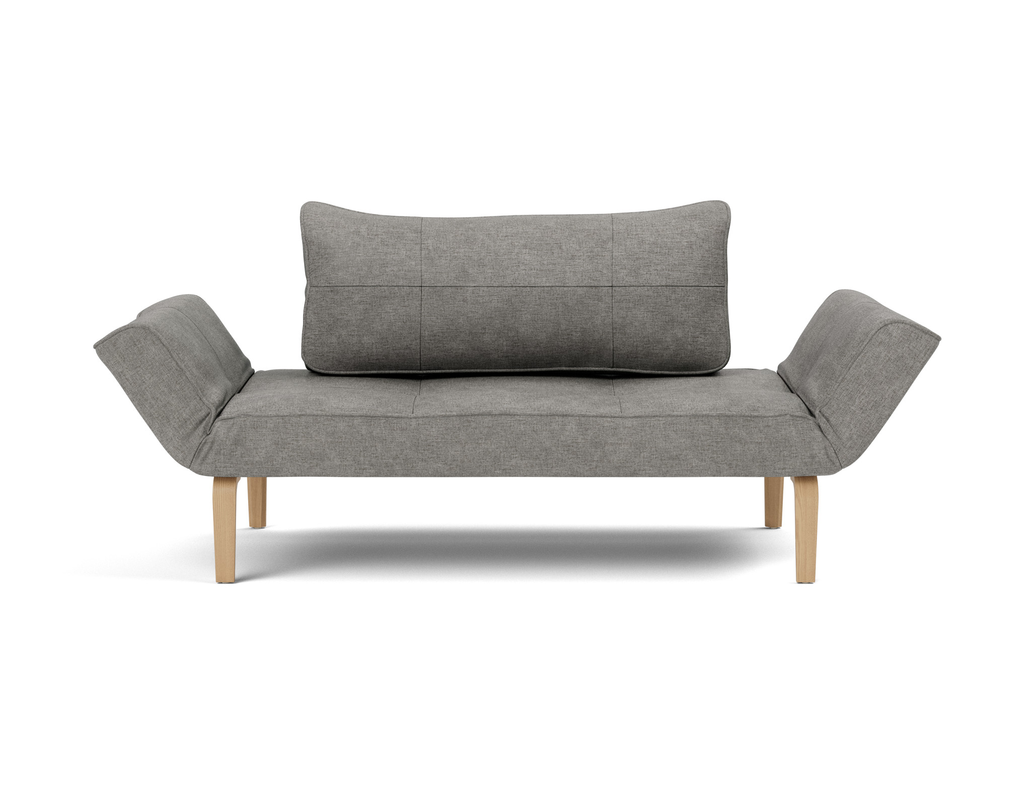 Tagesbett Zeal Flachgewebe Avella 282-Warm-Grey Beine Bow Eiche