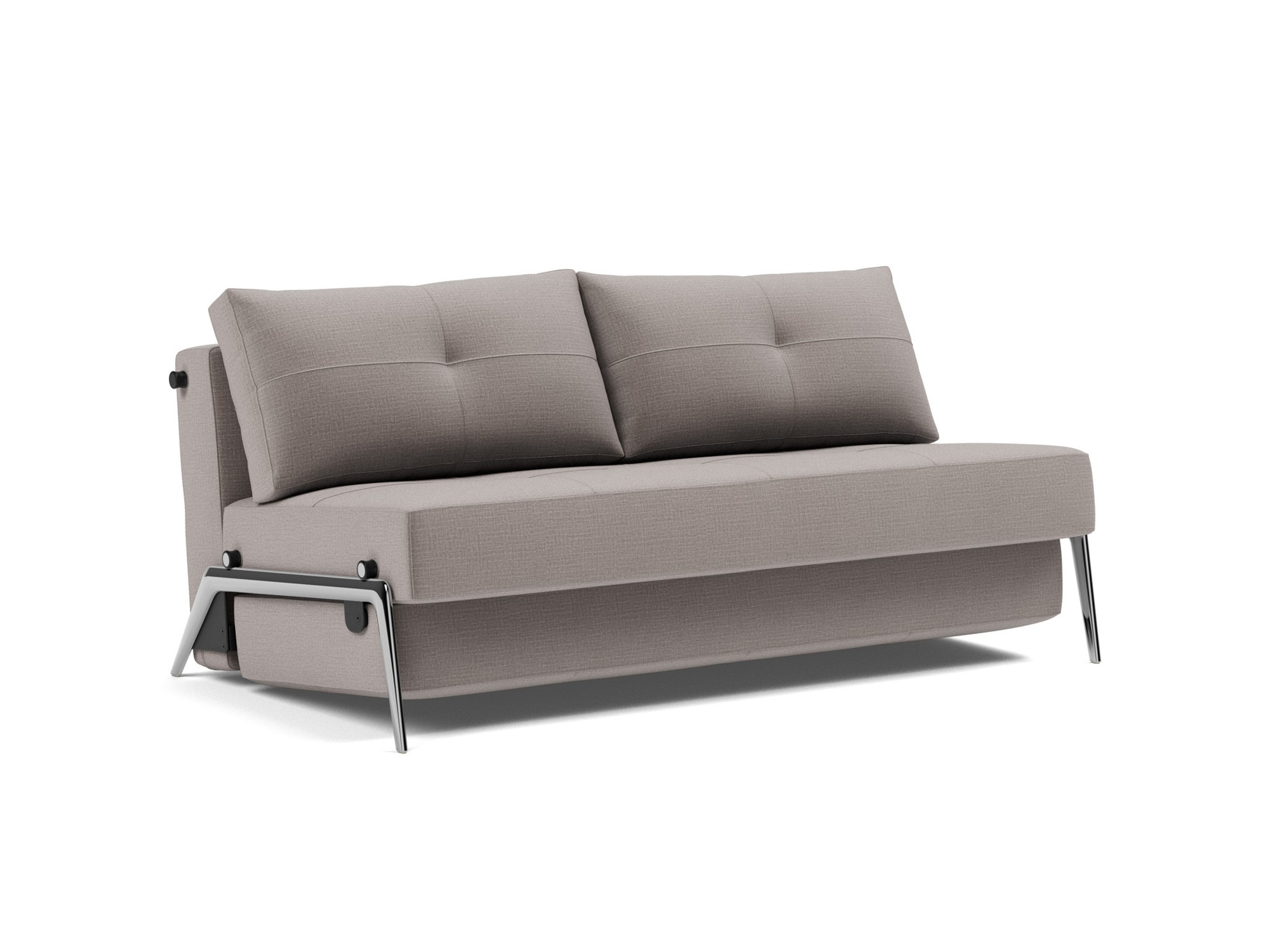 Schlafsofa Cubed 160 Chenille Esina 418-Truffle Beine Aluminium