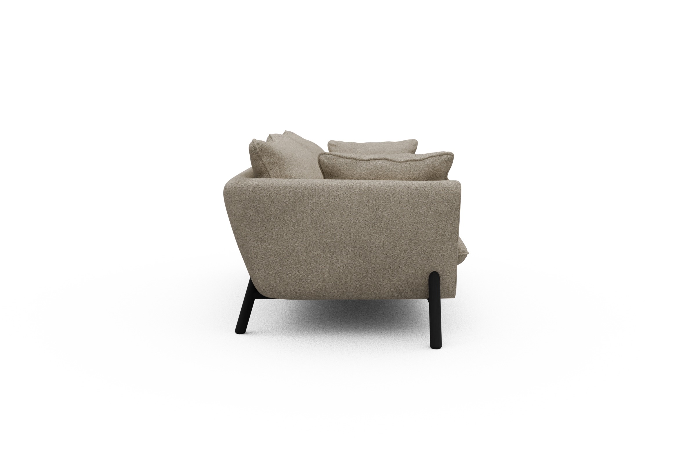 Sofa Emil PREMIUM 2-Sitzer Beinfarbe Eiche Schwarz Boucle-Beige